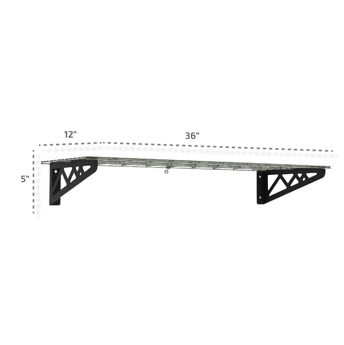 12" x 36" Wall Shelves (Two Pack with Hooks)