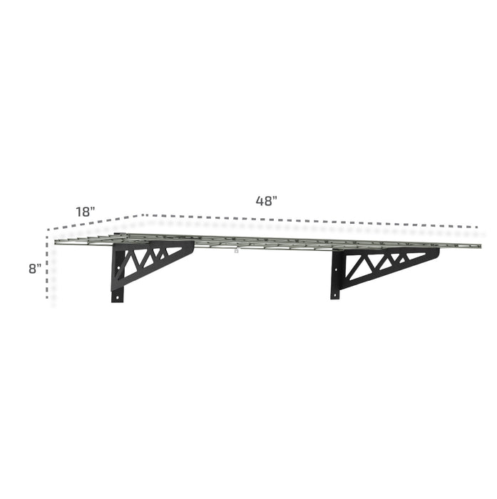 18" x 48" Wall Shelves (Two Pack with Hooks)